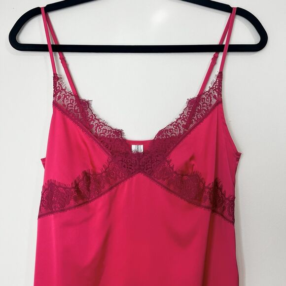 Simone Perele Satin Secrets Chemise Slip Dress Nightgown NEW Pink Lace Sz 8 - Picture 2 of 14